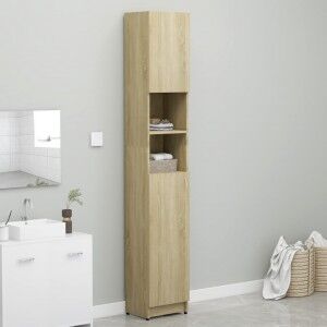 vidaXL Armario Baño Madera Contrachapada Color Roble 32x25.5x190 Cm