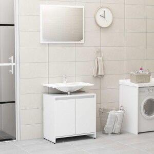 vidaXL Conjunto De Muebles De Baño Madera Contrachapada Blanco