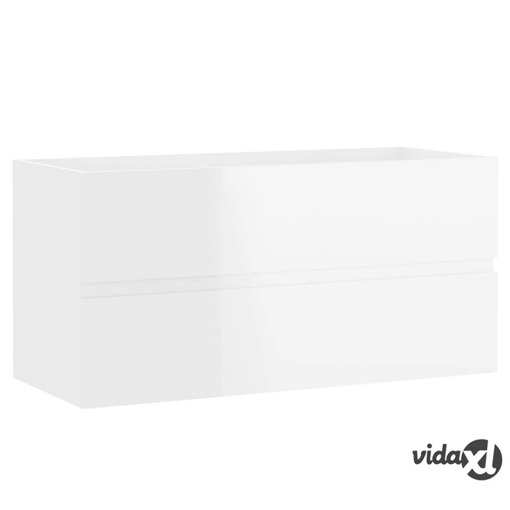 vidaXL Allaskaappi korkeakiilto valkoinen 90x38,5x45 cm lastulevy