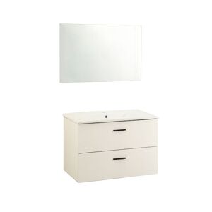 Toscohome Meuble de salle de bains suspendue 80 cm avec lavabo et miroir en blanc - Lario