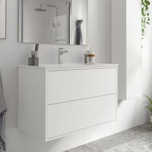 Toscohome Ananke meuble de salle de bain mural en bois blanc mat 80 cm avec lavabo