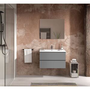 ALLIBERT Meuble sous-vasque avec rangement Gris Onyx Mat 80cm  à suspendre SANTIAGO - Publicité