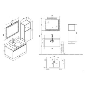 Distribain Meuble de salle de bain TIVOLI 800 Blanc