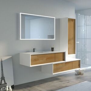 Distribain Meuble de salle de bain Avigliano 1200 Bois naturel et blanc