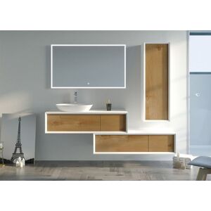 Distribain Meuble de salle de bain Belsito 1200 Bois naturel et blanc