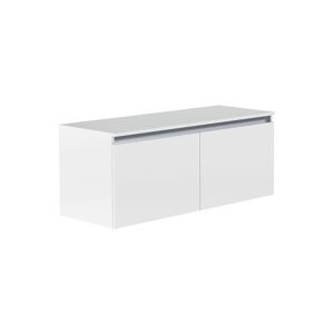 ALLIBERT Meuble de salle de bain à suspendre Blanc Alpin 120 cm avec rangement + plan vasque à poser     PESARO - Publicité