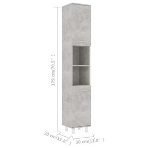 vidaXL Armoire de salle de bain Gris béton 30x30x179cm Bois ingénierie - Publicité