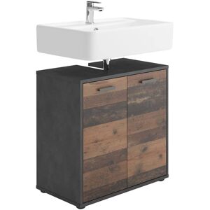 HELLOSHOP26 Meuble sous-lavabo avec 2 portes 60 x 33 x 59 cm sombre de style ancien 02_0006790