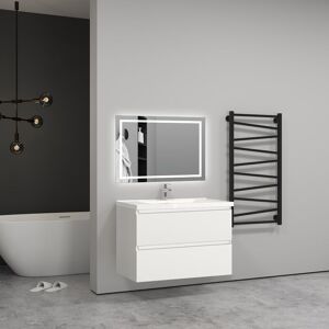 79(L)x44.5(W)x52(H)cm Meuble salle de bain blanc avec 2 tiroirs à une fermeture amortie avec une vasque à suspendre - Aica Sanitaire - Publicité