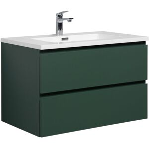 Badplaats - Meuble de salle de bain Angela 80 cm noir vert – Armoire rangement - Mat groen - Publicité