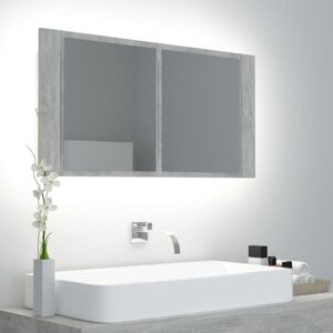 VIDAXL Armoire de salle de bain à miroir led Gris béton Acrylique - Publicité