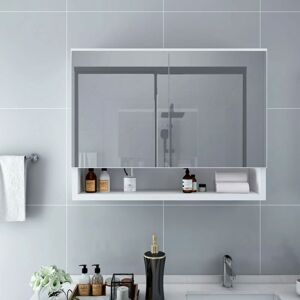 Vidaxl - Armoire à miroir de salle de bain led Blanc 80x15x60 cm mdf - Publicité