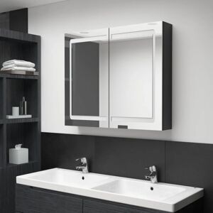 VIDAXL Armoire de salle de bain à miroir led noir brillant 80x12x68 cm - Publicité