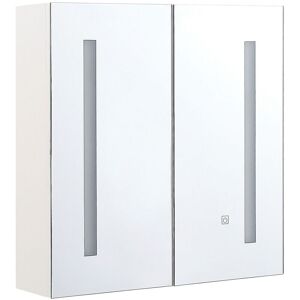 Beliani - Armoire de Toilette Murale avec Miroir Lumineux led 60 x 60 cm Meuble de Rangement Pratique pour Salle de Bain au Style Moderne et - Publicité