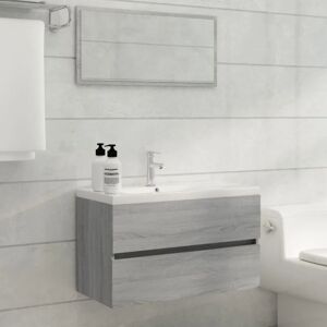 VIDAXL Ensemble de meubles de salle de bain 2 pcs Sonoma gris - Publicité