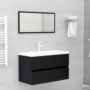 VIDAXL Ensemble de meubles de salle de bain 2 pcs Noir Aggloméré - Publicité