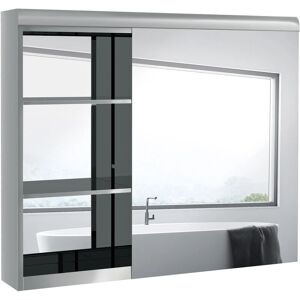 Homcom - Armoire miroir salle de bain - meuble mural 2 étagères - dim. 70L x 13l x 60H cm - acier inox. verre - Gris - Publicité