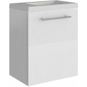 ALLIBERT Ensemble meuble lave-mains avec miroir BELEM PACK - blanc brillant - L40 x H51 x P25 cm - Blanc - Publicité