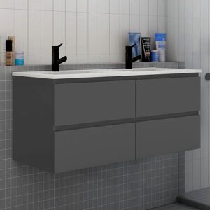 Biubiubath - Meuble de salle de bain avec double vasque anthracite, 120 cm meuble anthracite avec lavabo meuble à 4 tiroirs - Publicité