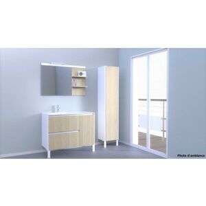 Meuble Colonne Coiffeuse de Salle de Bain Alterna Plénitude 1 Porte 40cm Blanc Chêne Naturel - 6687449 - Publicité