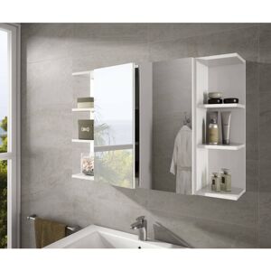 Dmora - Armoire murale de salle de bains Lafayette, Meuble colonne pour salle de bain, Casier suspendu, Couleur blanc brillantcm 60x21h65 - 2 portes, avec emballage renforcé - Publicité