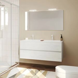 Saniverre - easy Meuble salle de bain double vasque 2 tiroirs largeur 120 cm + miroir Chêne clair - Chêne clair - Publicité