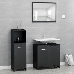 Vidaxl - Ensemble de salle de bain élégant avec des meubles de sous-ravine moyens et des différentes couleurs miroir Couleur : Noir - Publicité