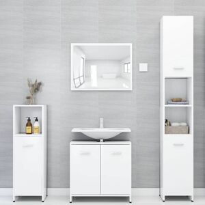 Vidaxl - Ensemble de salle de bain avec mobilier élevé 1 meuble moyen 1 sublavabo et miroir diverses couleurs Couleur : Blanc - Publicité