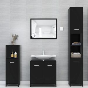 Vidaxl - Ensemble de salle de bain avec mobilier élevé 1 meuble moyen 1 sublavabo et miroir diverses couleurs Couleur : Noir - Publicité