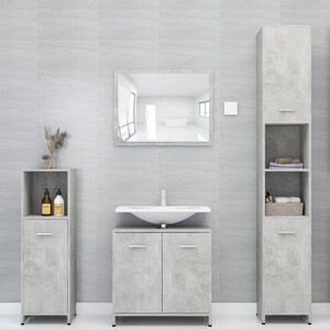 VIDAXL Ensemble de salle de bain avec mobilier élevé 1 meuble moyen 1 sublavabo et miroir diverses couleurs Couleur : Gris en béton - Publicité