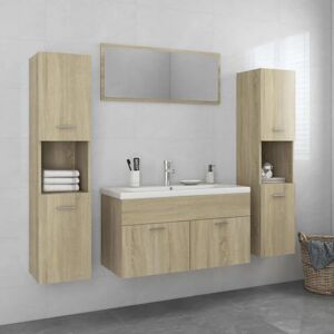 Design In - Ensemble de meubles de salle de bain Style Moderne - Meuble de rangement Armoire de toilette - Chêne sonoma Aggloméré vidaXL - Publicité