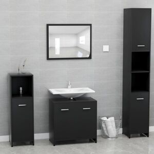 Vidaxl - Ensemble de meubles de salle de bain Noir Bois d'ingénierie - Publicité