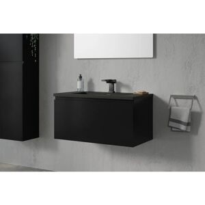 Ensemble de meubles de salle de bain Alice 800 avec lavabo - couleur meuble et lavabo au choix Noir mat, Matt black (en) - Bernstein - Publicité