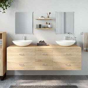 VIDAXL Ensemble de meubles salle de bain 5 pcs chêne bois d'ingénierie - Publicité