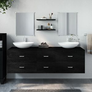 VIDAXL Ensemble de meubles salle de bain 5 pcs noir bois d'ingénierie - Publicité