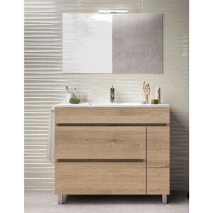 ALLSTONE Ensemble de salle de bain Caprera 2 tiroirs et une porte - 9 couleurs différentes - 15 dimensions - Avec meubles, lavabo et miroir - Sable 90x45Cm - Publicité