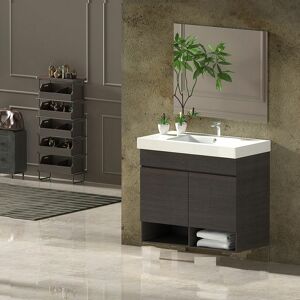 ALLSTONE Ensemble de salle de bain nebari - 7 couleurs différentes-15 dimensions- 2 portes ou un tiroir au choix- Comprend meubles, lavabo et miroir Chêne Sinatra 120x45Cm 1 vasque avec tiroir - Publicité