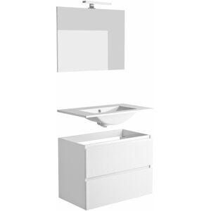 ALLIBERT Ensemble meuble vasque 80 cm 2 tiroirs livo avec éclairage led 6 w et miroir blanc brillant - Blanc - Publicité