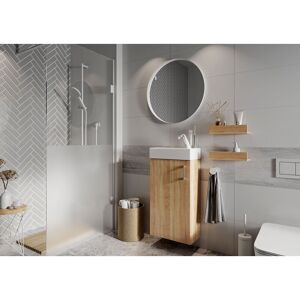 Pegane - Ensemble salle de bain Olbia meuble avec vasque couleur chêne sonoma - Longueur 40 x Profondeur 21,9 x Hauteur 70 cm - Publicité
