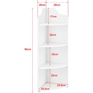 [en.casa] - tagère d'angle de salle de bain 4 étagères 90x28x28 cm différentes couleurs Couleur : Blanc - Publicité