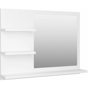 - Miroir de salle de bain avec étagères 2 étagères latérales Blanc 60x10,5x45 cm Aggloméré