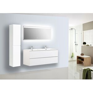 Bernstein - Meuble de salle de bain Alice 1200 - en blanc brillant - miroir et colonne de rangement en option Sans miroir, Brillant, Avec armoire latérale à gauche - Publicité