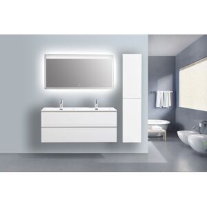 Bernstein - Meuble de salle de bain Alice 1200 - en blanc brillant - miroir et colonne de rangement en option Sans miroir, Brillant, Avec armoire latérale à droite - Publicité