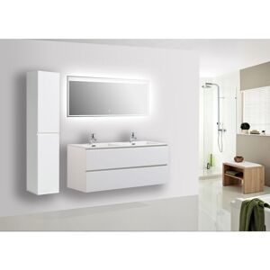 Bernstein - Meuble de salle de bain Alice 1200 - en blanc mat - miroir et colonne de rangement en option Sans meuble mural, Avec miroir led 2073, Brillant - Publicité