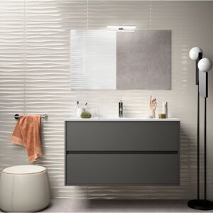 CAESAROO Meuble de salle de bain suspendu 100 cm gris opaque avec lavabo en porcelaine Standard - Publicité
