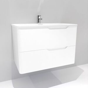 Sanitaire - Meuble vasque luna Blanc brillant 80 cm - sans miroir - Publicité