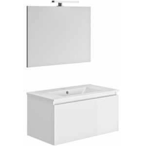 Allibert - Meuble de salle de bain 1 tiroir single éclairage led et miroir - couleur blanc - 80 x 40 x 46 cm - Blanc - Publicité