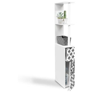 IDMARKET Meuble wc étagère bois willy 2 portes blanc et motif carreaux de ciment gris - Gris - Publicité
