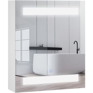 HOMCOM Miroir lumineux led armoire murale design de salle de bain 2 en 1 dim. 50L x 15l x 60H cm mdf blanc - Publicité