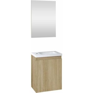 Allibert - Ensemble meuble lave-mains avec miroir porto pack - couleur chêne - L40 x H51 x P25 cm - Chêne Hamilton - Publicité